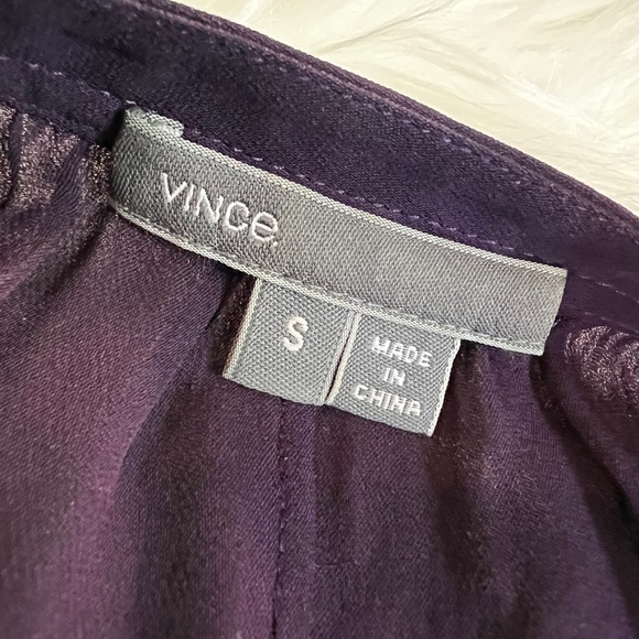 EUC [Vince.] Silk V-Neck Top | Gorgeous Purple Pleated Semi-Sheer Blouse | Small - Picture 4 of 12